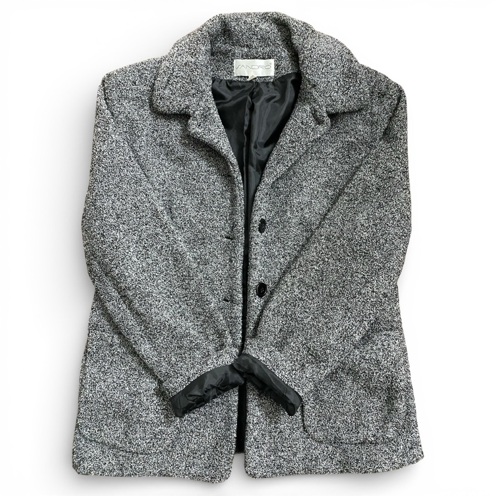 Sandro Gray Tweed Jacket with Black Lining